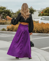 Kallie Satin Slit Maxi Skirt - Purple